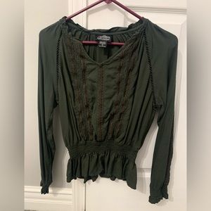 Boho Army Green Top
